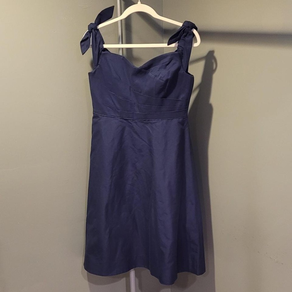 J.Crew Off-Shoulder Tie Straps Corset Dress Sweetheart Neck A-Line, Size 6, Navy